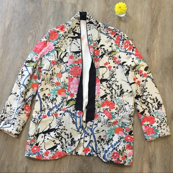 unknown Jackets & Blazers - Floral Open Blazer Lined Pockets size small
